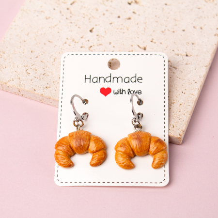 Cercei Medii - Cercei Croissant crem, model jucăuș