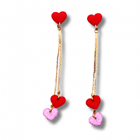 Cercei aurii Dance of Hearts cu inimi vibrante [3]