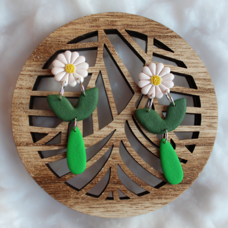 Cercei Lungi - Cercei - Dancing Daisy - Alb