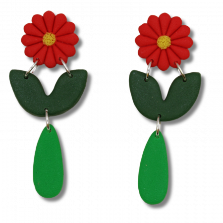 Cercei Rosii cu Model Floral [4]
