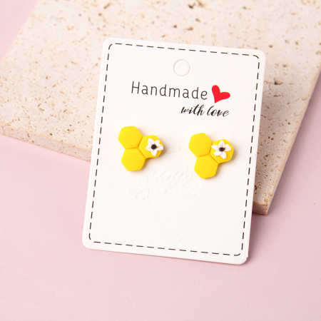 BIJUTERII - Cercei Faguri cu Textura Galbena