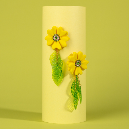 Primavara - Cercei Flora Ray cu floare galbenă