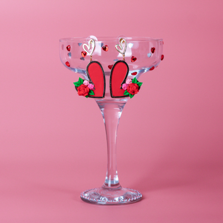 Passion for Red - Cercei Floral Love roșii cu trandafiri