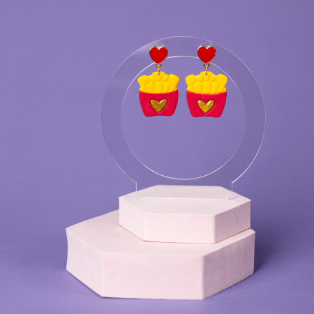 Cercei Medii - Cercei French Fries veseli multicolori