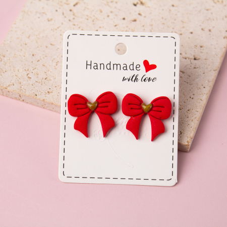 Fundite - Cercei Roșii cu Fundiță și Inimioară