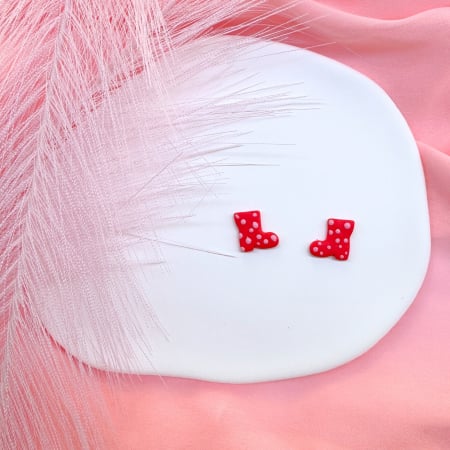 Cercei Studs - Ghetuțe cu Buline Cercei Roșii