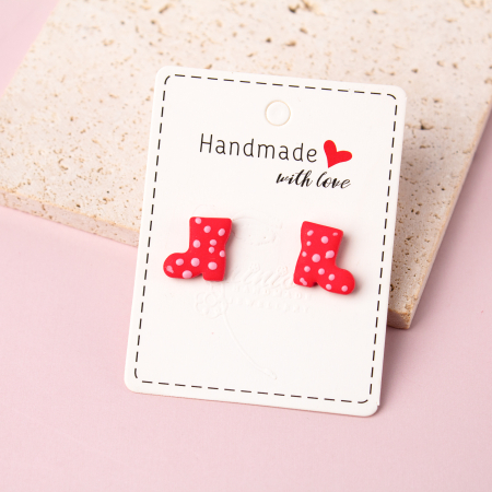 BIJUTERII - Ghetuțe cu Buline Cercei Roșii