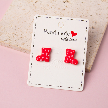 Cercei Studs - Ghetuțe cu Buline Cercei Roșii