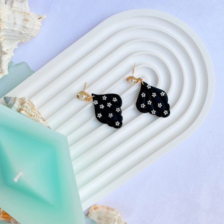 Cercei Glamour Shells negri cu imprimeu floral [2]