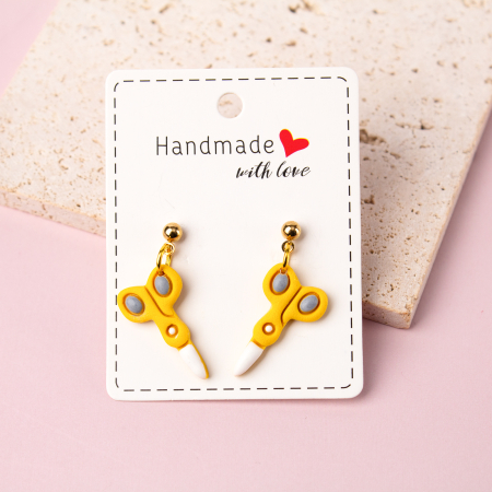 Back 2 School - Cercei cu foarfecă galbeni din colecția Back to School