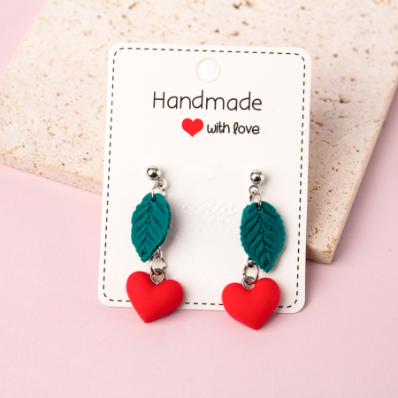 Cercei Medii - Cercei roșii Heartfelt Cherry model cireș