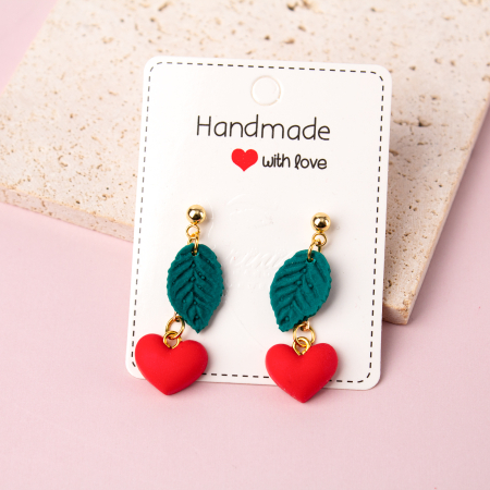 Cercei Medii - Cercei Heartfelt Cherry aurii