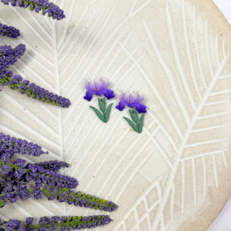 Cercei Iris Mist mov cu design floral [3]