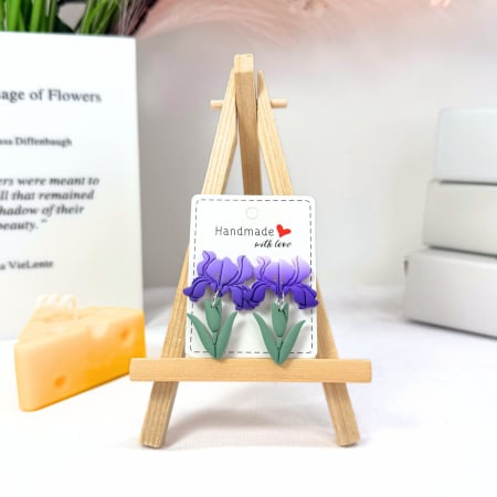 Cercei Medii - Cercei Iris Mist mov cu design floral
