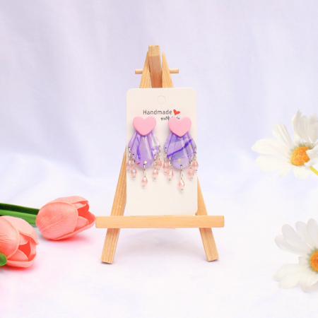 Cercei Lungi - Cercei Little Pink cu design marmurat