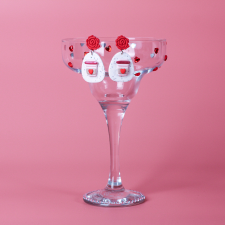 Cercei Medii - Cercei Love Coffee multicolori cu cafea decorativă