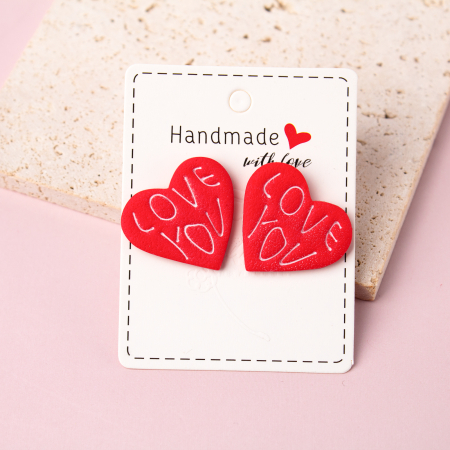 Passion for Red - Cercei roșii inimă cu mesaj Love You