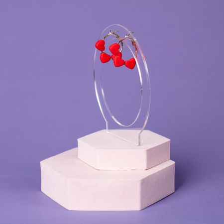 Cercei Medii - Cercei Love Lasso roșii cu inimioare