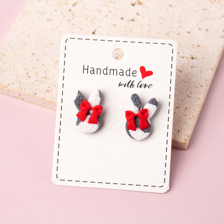 BIJUTERII - Cercei Mini Bunny gri, design de Paște