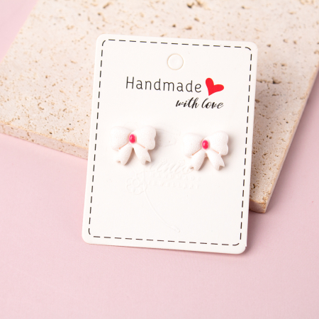 Tiny but Mighty - Cercei mini alb fundiță