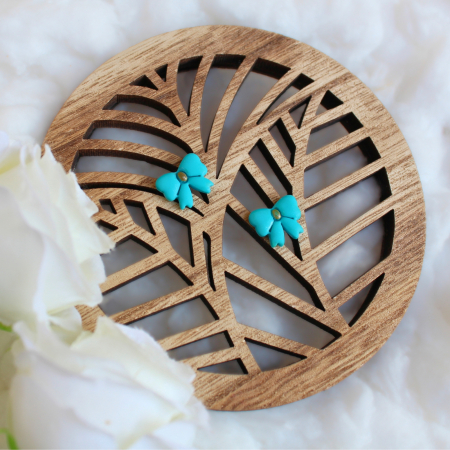 Cercei Studs - Cercei mini fundiță turcoaz, jucăuși și feminini