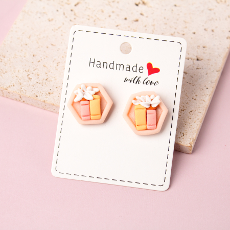 Back 2 School - Cercei Mini Shelf crem cu raft și cărți