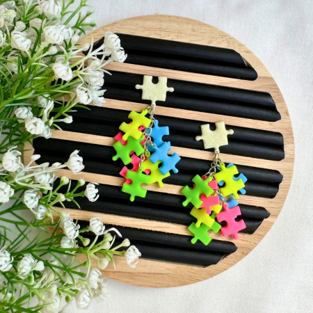 Neon Collection - Cercei Neon Puzzle multicolori strălucitori