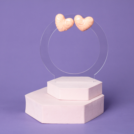 BIJUTERII - Cercei Peachy Puffy Heart portocalii eleganți