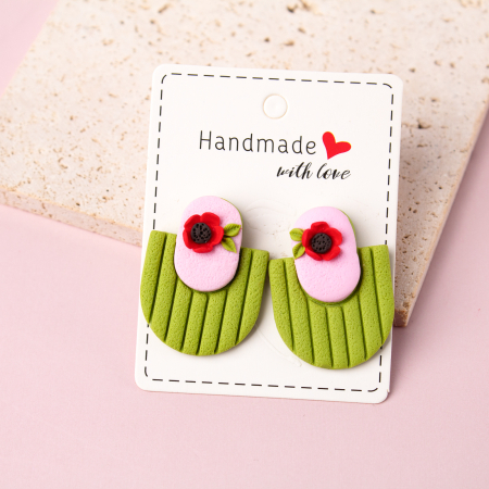 BIJUTERII - Cercei cu accente florale verzi