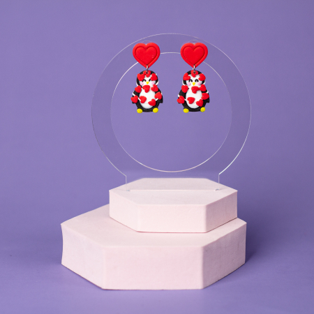 Cercei Medii - Cercei Pinguin Îndrăgostit multicolori