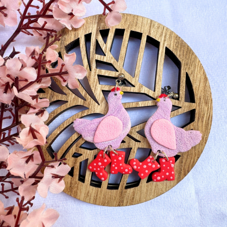 Easter - Cercei Pinky Chicken cu design găinușă roz