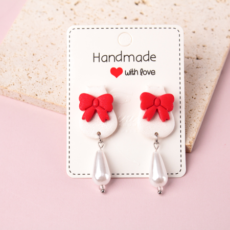 Forever Pets - Cercei - Pisica cu Perla - Alb