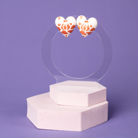 BIJUTERII - Cercei albi Puffy Heart cu design adorabil