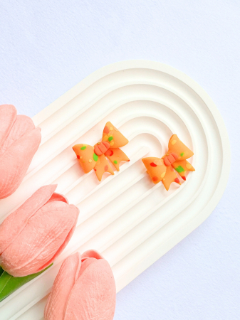 Cercei Pumpkin Bow cu funda portocalie [1]