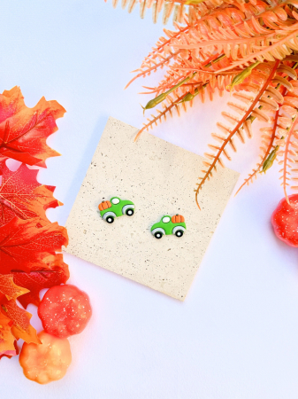 Cercei Studs - Cercei verzi Pumpkin Express dubiță dovleac