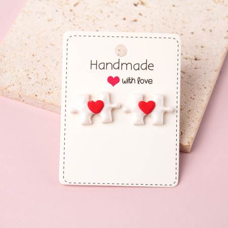 Cercei Studs - Cercei Puzzle albi cu detalii elegante