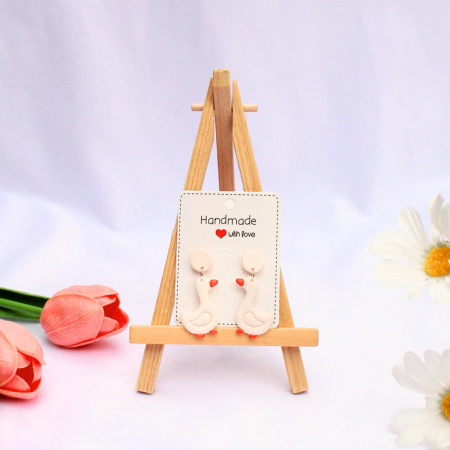 Forever Pets - Cercei Rățușca FiFi albi, model simpatic