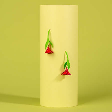 Primavara - Cercei Redulia roșii model floral