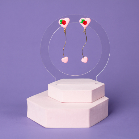 Valentine - Cercei lungi roz Romantic Flight