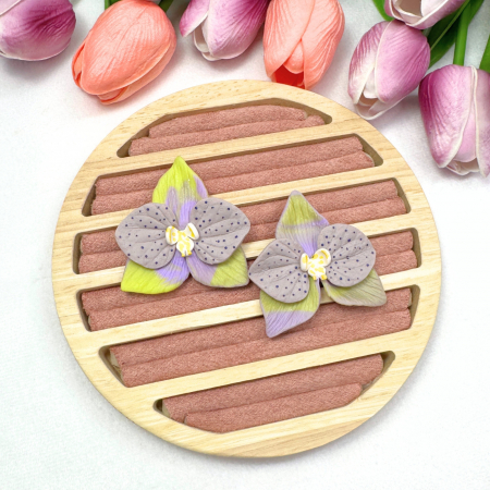 Cercei Sable Orchid mov și galben cu detalii delicate [1]