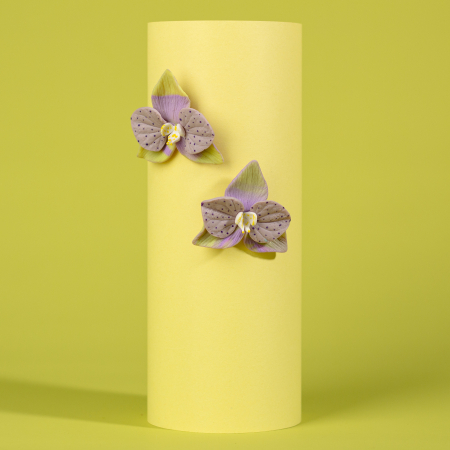 Cercei Lungi - Cercei Sable Orchid mov și galben cu detalii delicate