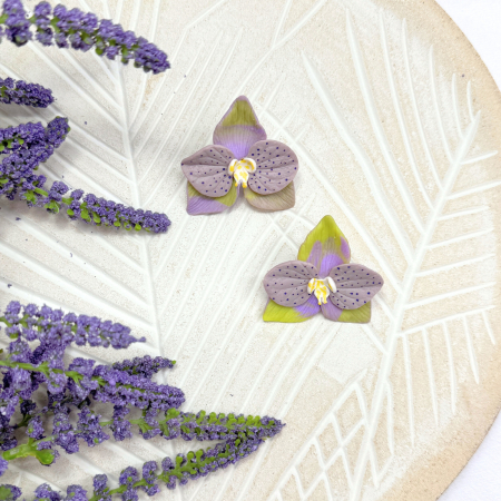 Cercei Sable Orchid mov și galben cu detalii delicate [3]