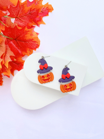 Cercei Scary Pumpkin cu design de Halloween [2]