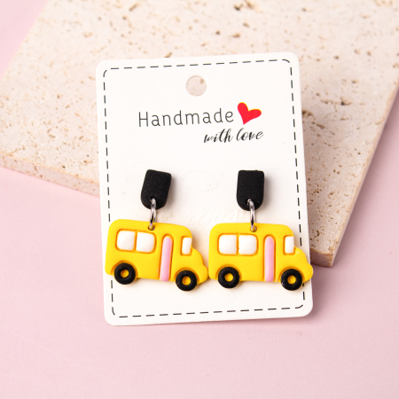 BIJUTERII - Cercei autobuz galben jucăuș