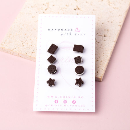 Tiny but Mighty - Cercei Biscuiti Negru cu detalii autentice