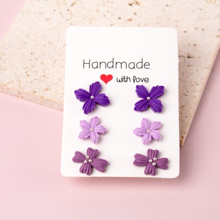 Cercei Studs - Cercei - Set Floricele Mov