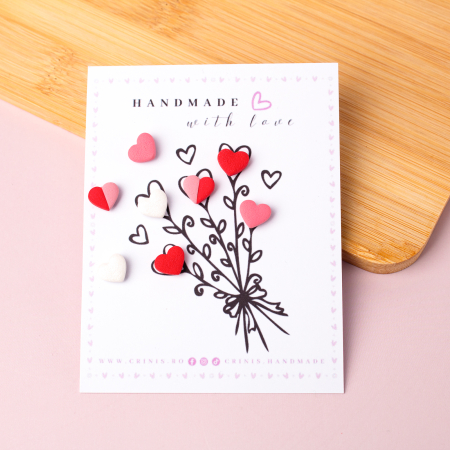 Tiny but Mighty - Cercei cu inimi colorate și design vesel