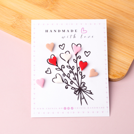 Tiny but Mighty - Cercei cu inimi multicolore jucause stud