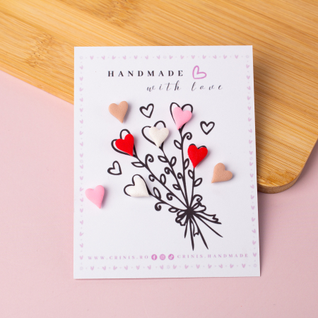 Cercei Studs - Cercei cu inimi multicolore jucause stud