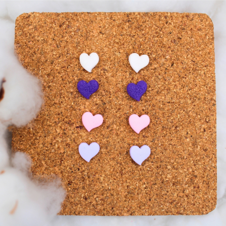 Cercei Studs - Cercei inimi vesele multicolore pin plastic